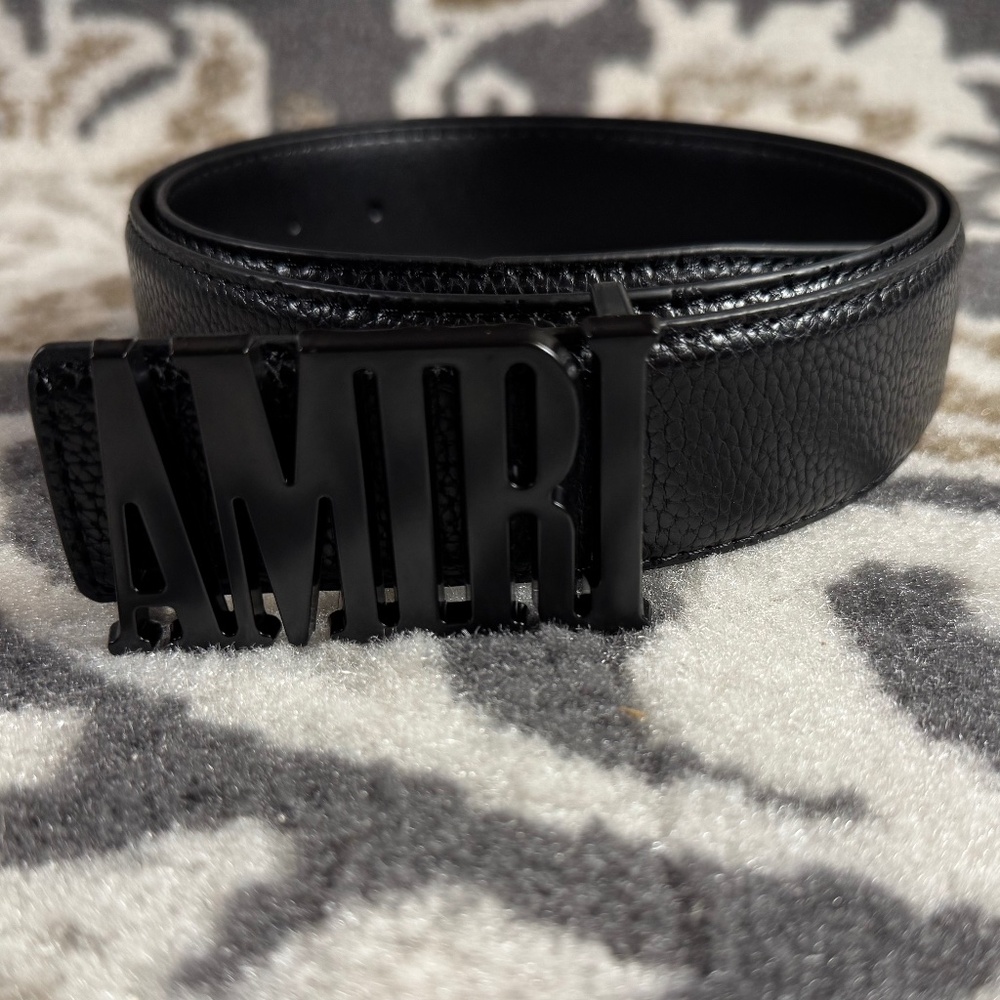 Amiri Black Leather Core Belt With Black Buckle